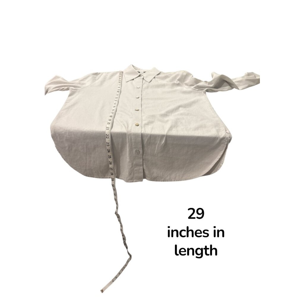 Vince Linen Blend Button Down Shirt Beige Long Sleeve Womens M - Picture 7 of 8